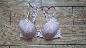 Koronkowy biustonosz C&A r. 80 B#Demi Bra# pudrowy róż