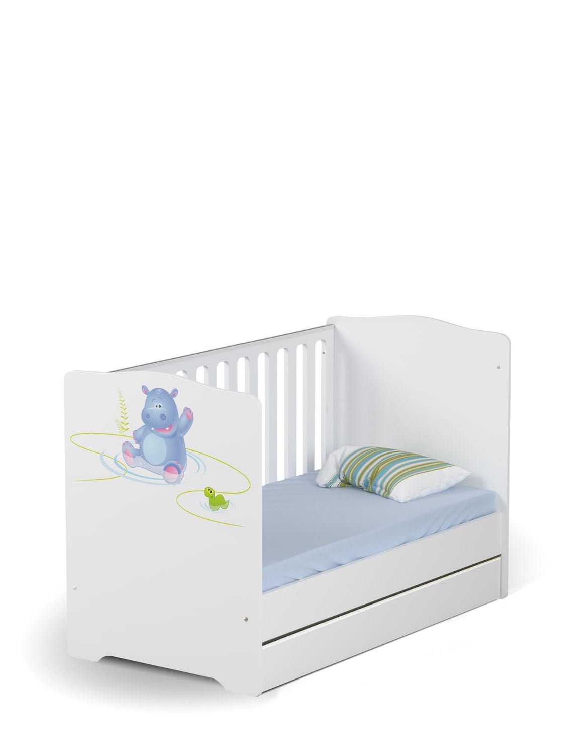 Łóżeczko dziecięce Meblik Baby 70x140 Happy Animals White.
