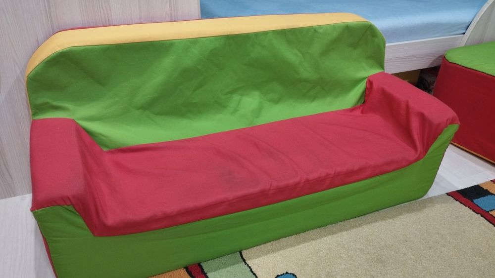 Fotel kanapa sofa pufy dla dzieci zestaw 4 części