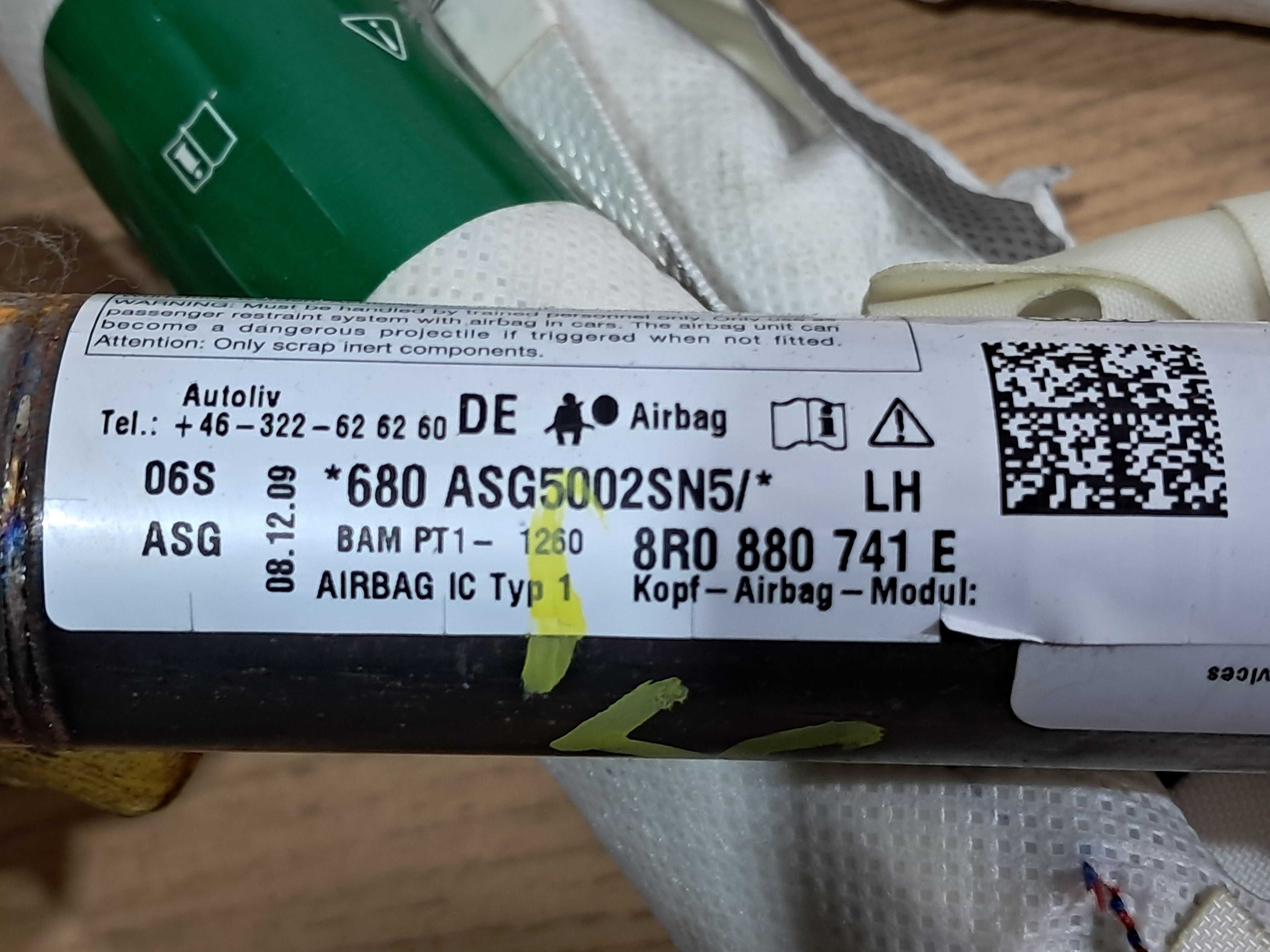 Kurtyna kurtyny 2 szt AirBag Air Bag Lewa + Prawa AUDI Q5 8R oryginał