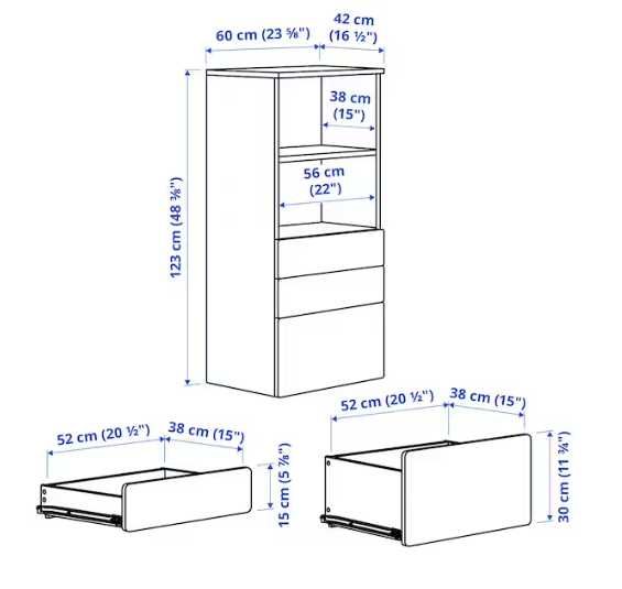 Regał biały z 3 szufladami IKEA