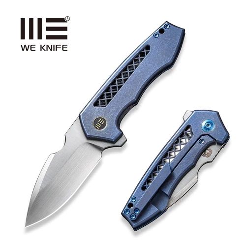 Nóż składany WE Knife Harpen Blue Titanium, Hand Rubbed Satin CPM 20CV