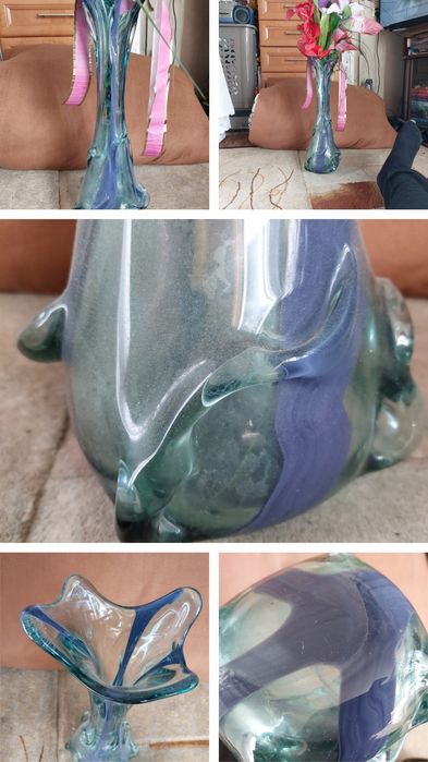 2 Wazony 40 cm kwiaty kaszubski + sękacz niebieski 49cm