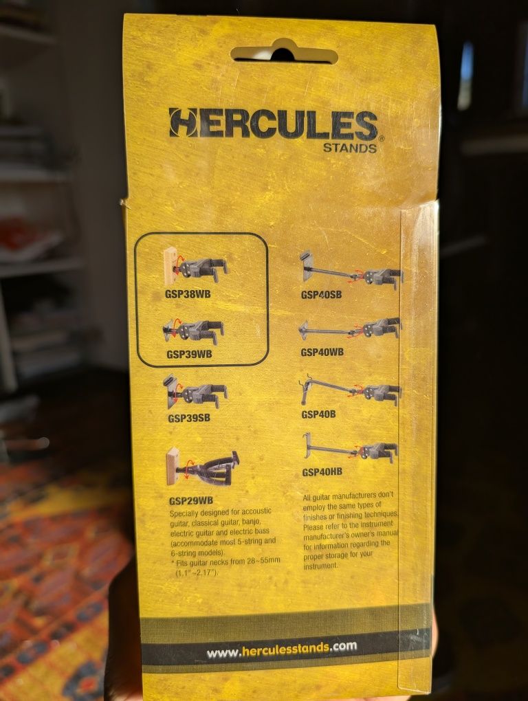 Dois Suportes de Guitarra para parede Hercules Guitar Hanger GSP39WB