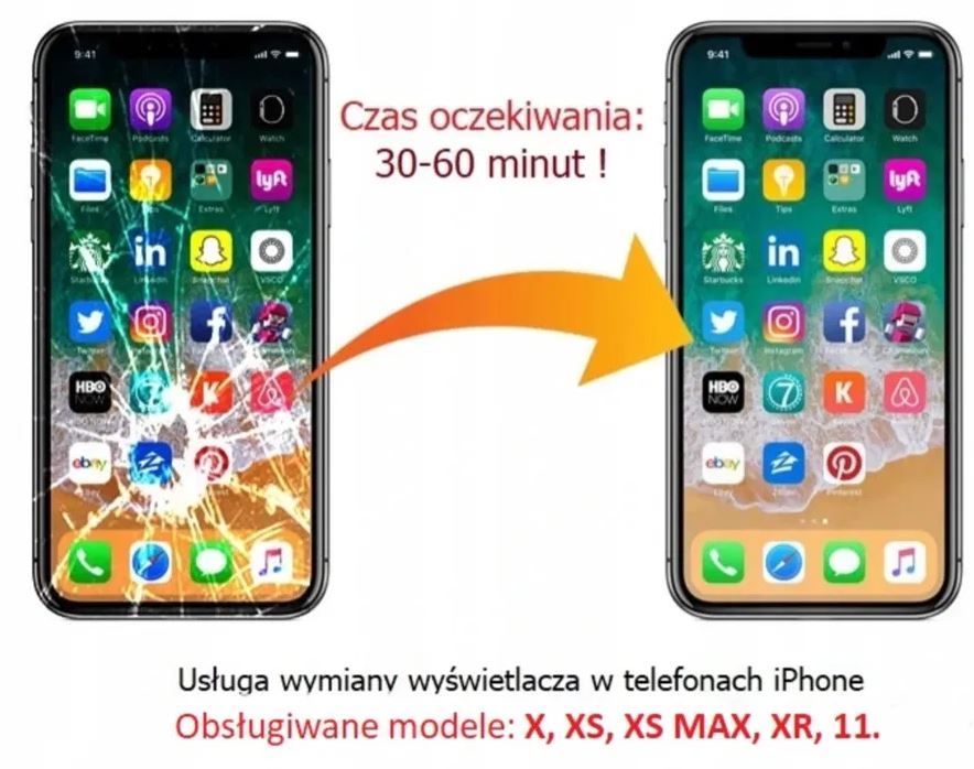 Naprawa Serwis Apple iPhone wymiana LCD 7 8 X XS XR 11 Pro Max Kraków