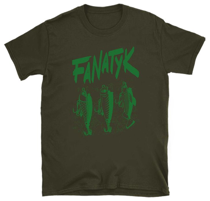 koszulka wędkarska, koszulka na ryby, koszulka wędkarz kolor militarny