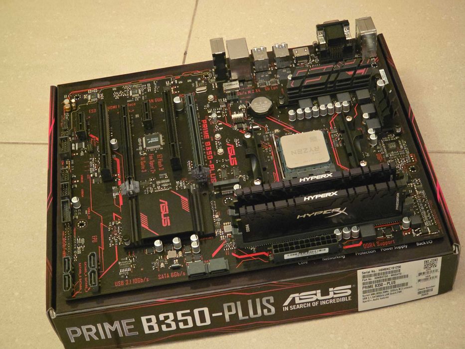 Asus Prime B350 Plus + Ryzen 3600 + HyperX Predator 16 GB DDR4 3200