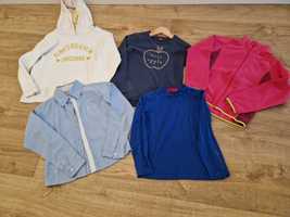 Sweat com capuz+2 blusas+casaco+camiseiro (8-10 anos)