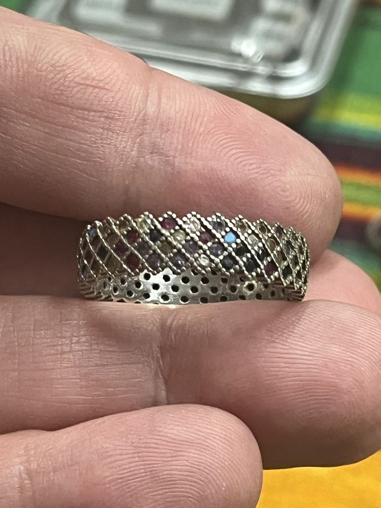 925 srebrna obrączka pierścionek z naturalnymi kamieniami