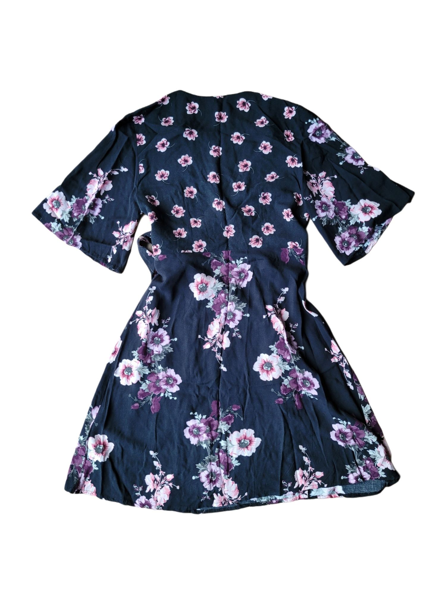 Sukienka typu kimono wiązana kobieca letnia w kwiaty 36 S