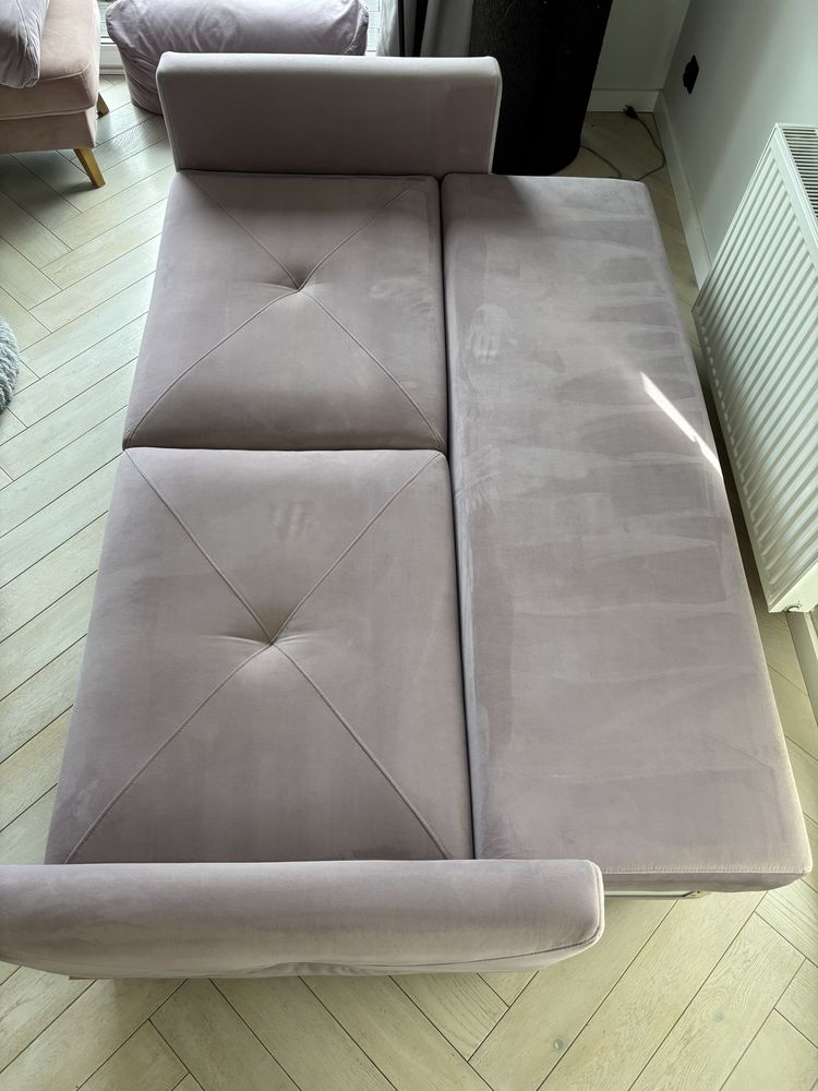 Sofa z funkcją spania kolor lawendowy z Agata Meble