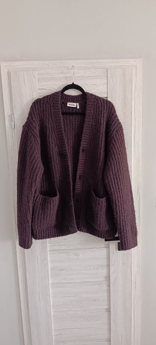 Gruby Sweter Premium Kardigan Model "Luca" Fiolet WEEKDAY rozmiar L