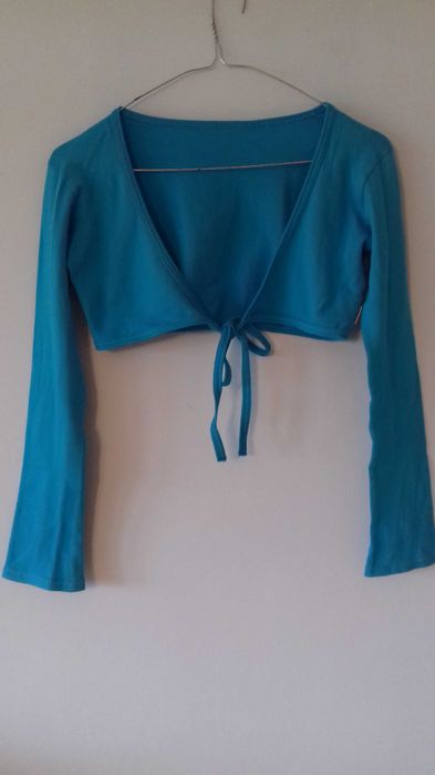 Turkusowe bawełniane bolerko wiązane