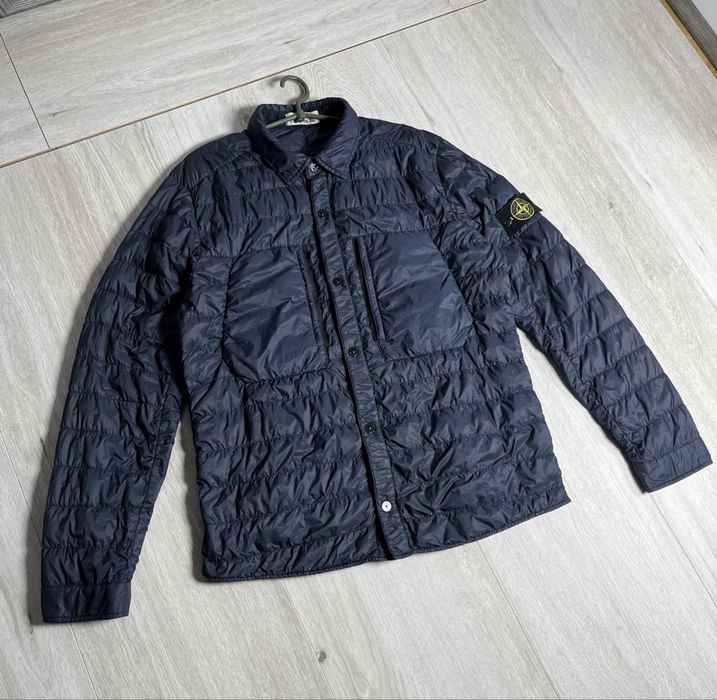 Stone Island garment dyed micro yarn down overshirt