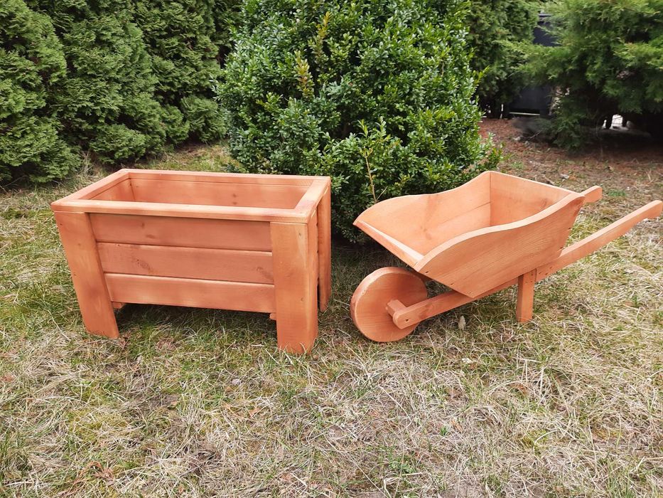 Donica taczka meble jelonek sarenka drewno ogrodowe