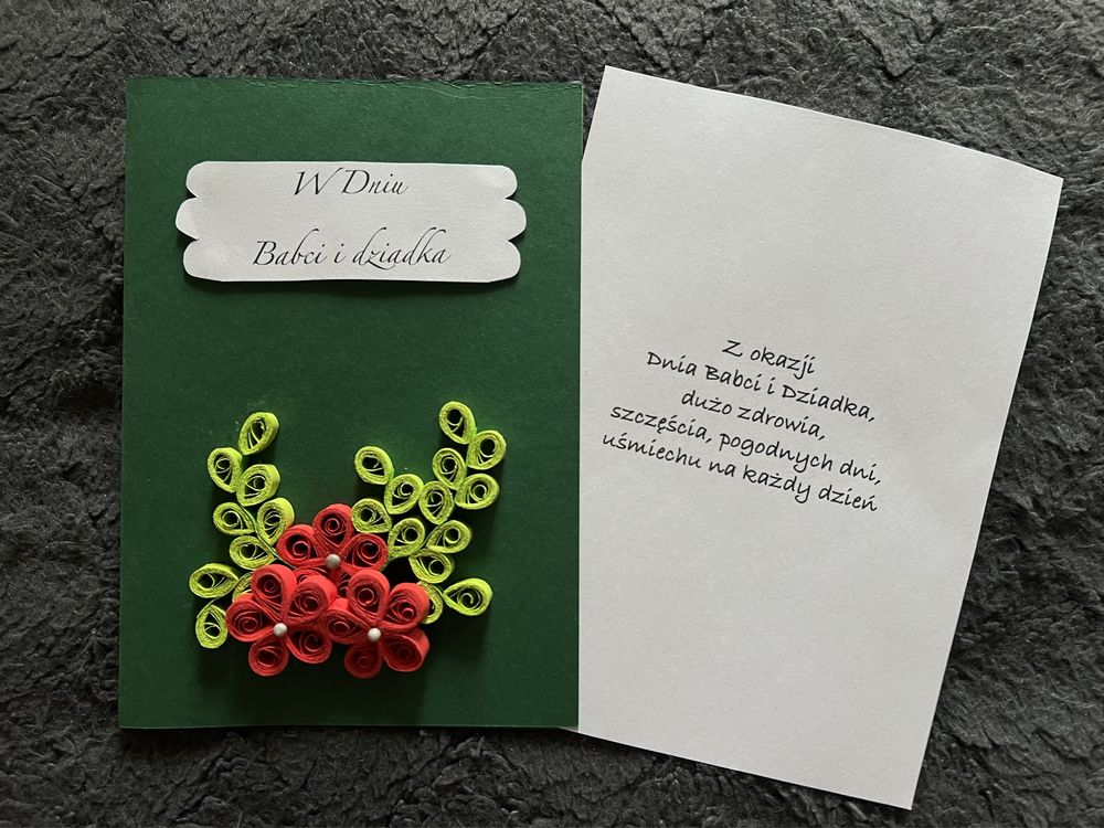 Kartka na dzień babci i dziadka, ręcznie robiona, quilling