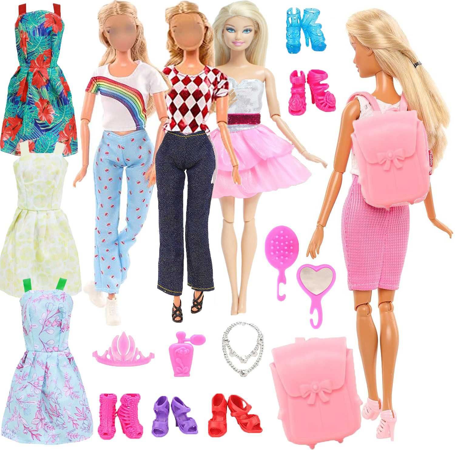 Ubranka dla lalek Barbie Sukienki Plecak Buty