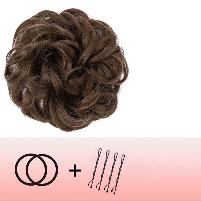 Treska do włosów kok włosy kręcone falowane dla kobiet średni brąz