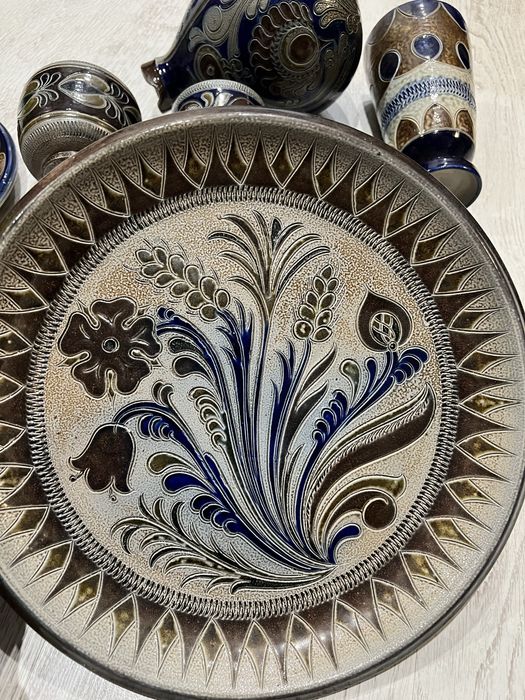 Handarbeit talerze ozdobne kubki wazon dzban 1971 vintage omplet