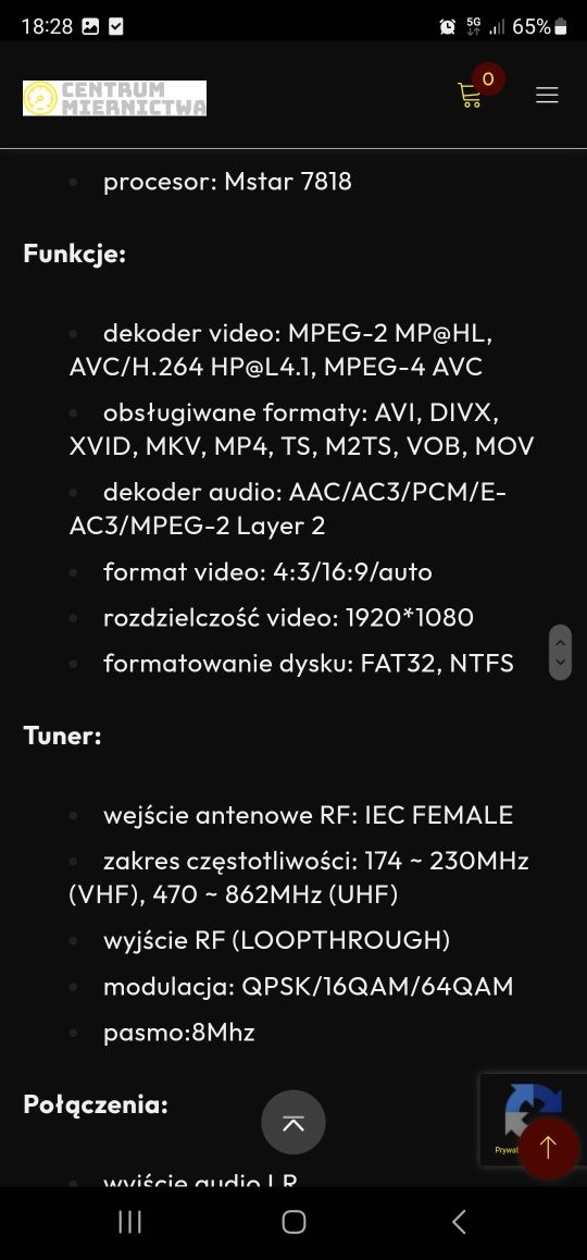 Sprzedam tuner TV DVB-T HD