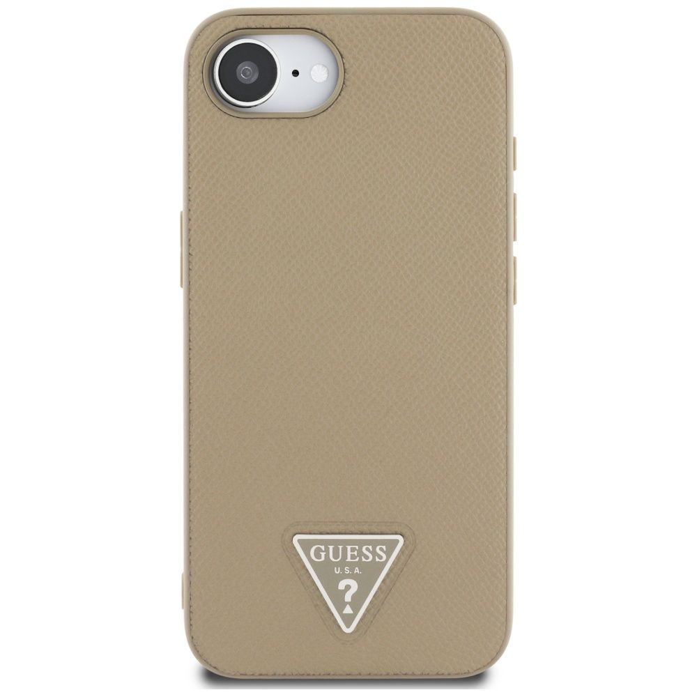 Etui Guess Grained Triangle MagSafe do   iPhone 16e brązowy