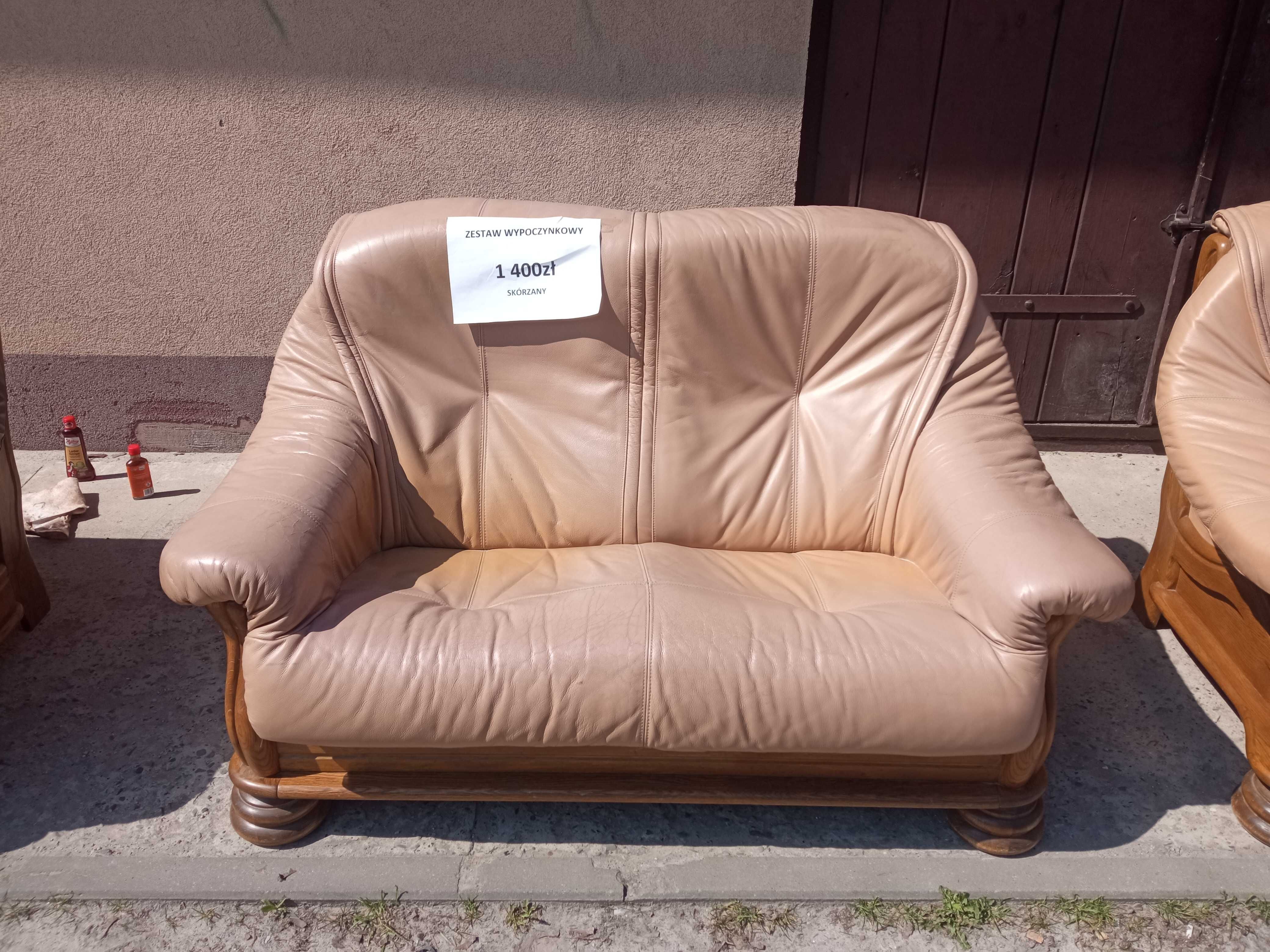 Wypoczynek z Niemiec 3+2 Sofa prawdziwa skóra DOWÓZ DO DOMU