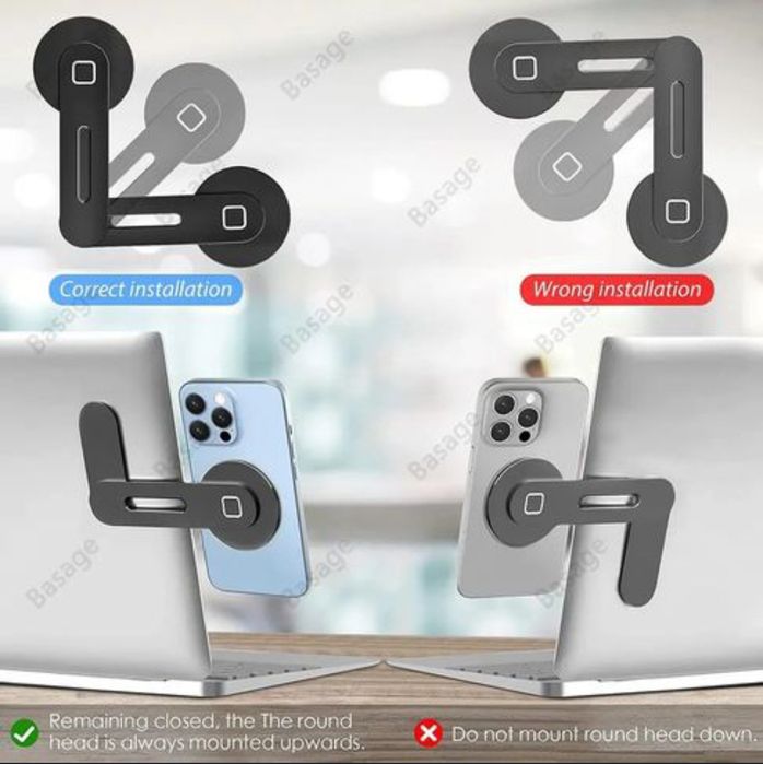 Suporte magnético para fixar telemóveis ao lado do monitor PRETO
