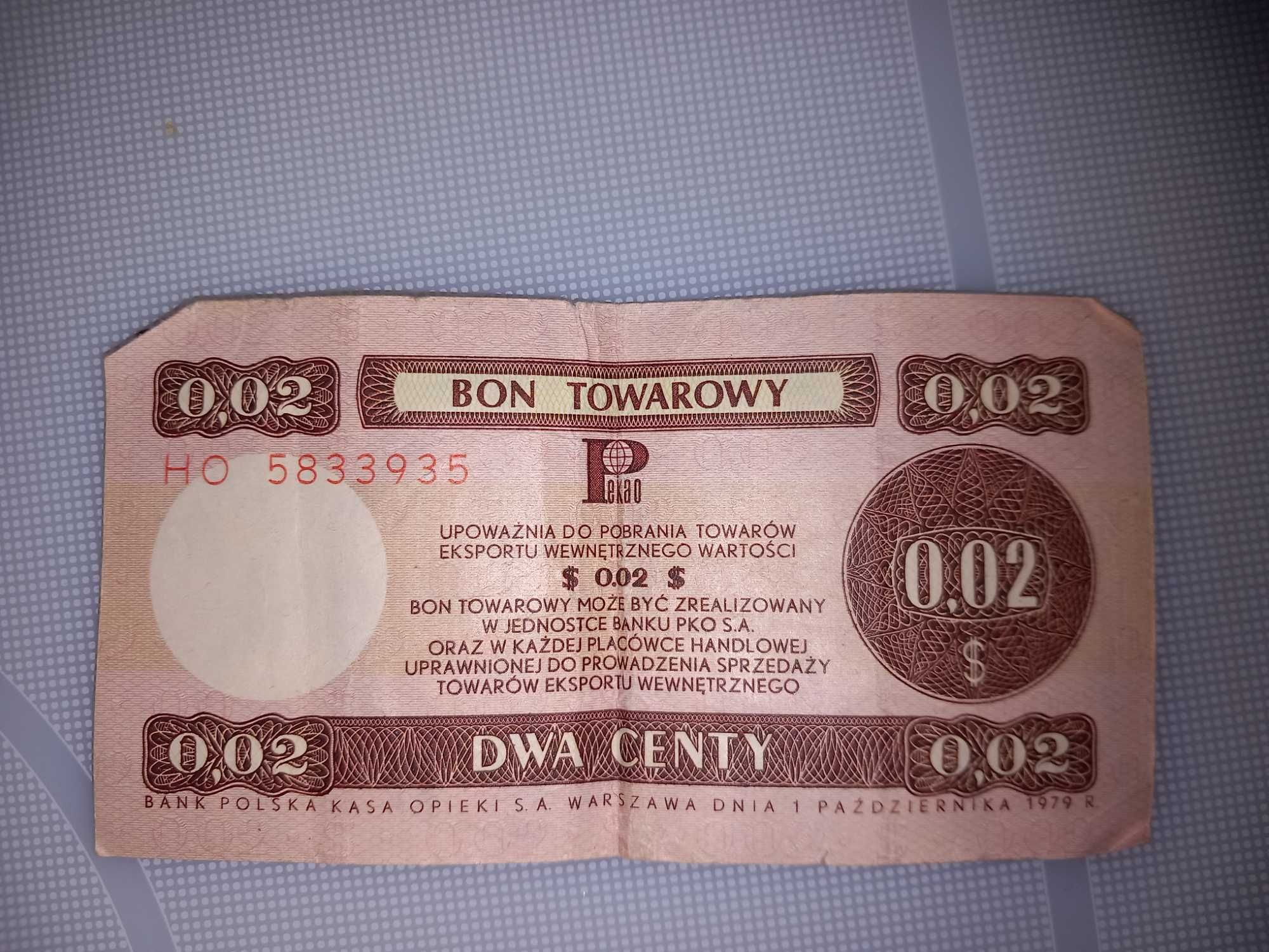 Bony Pewex 1979 - 2 centy, 10 centó i 20 centów