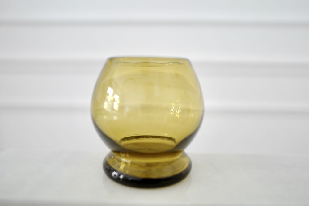 Szklanka żółta szklanica wazon Horbowy szkło prl vintage Huta Sudety