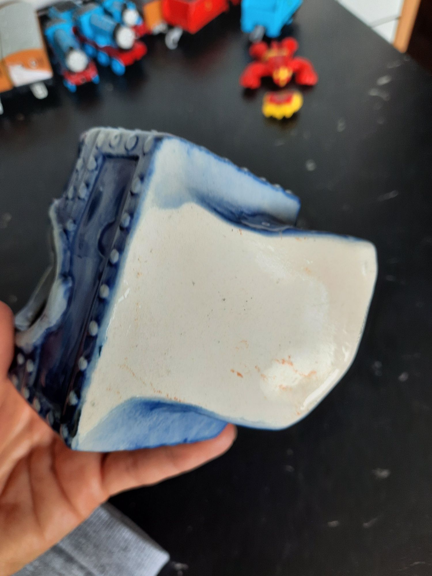 Ceramiczny porcelit domek kufer skarb ozdobna akwarium niebieskie
