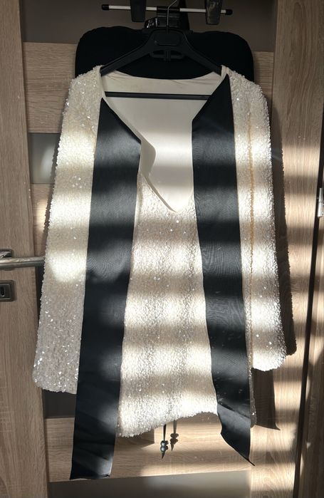 H&M sukienka z cekinami cekinowa z kokarda viralowa 38 M