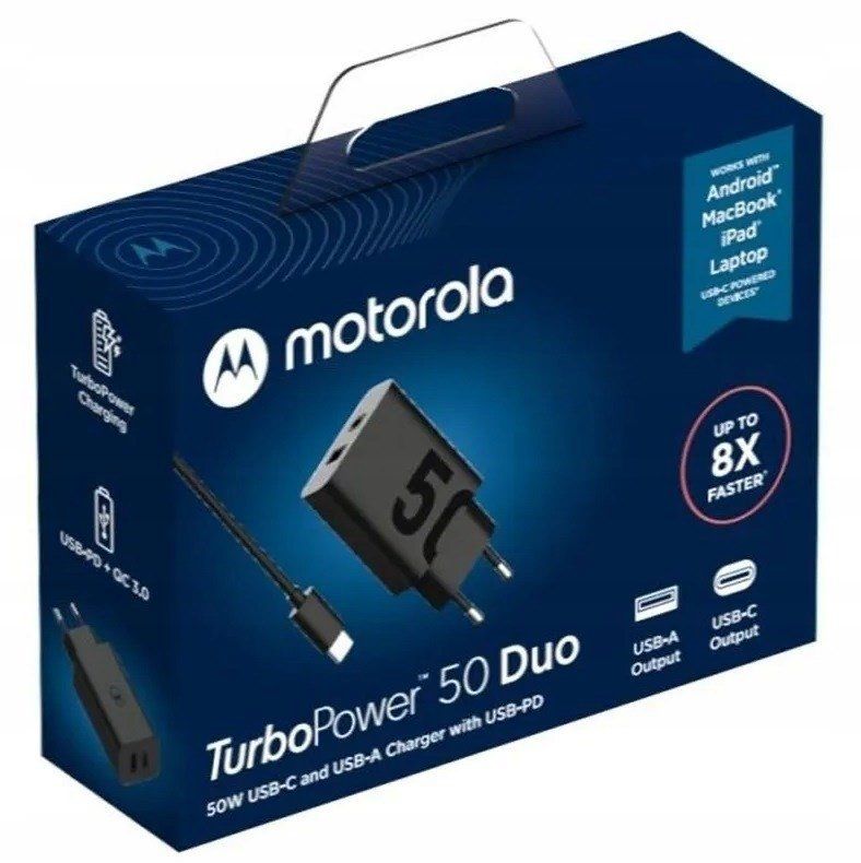 Oryginalna Ładowarka Motorola 50W Duo USB-C + USB-A Turbo-Power