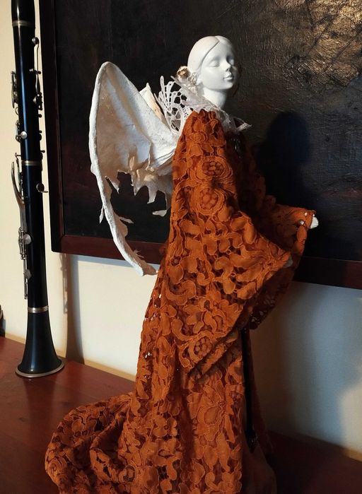 Anioł Elżbietański,figurka rzemiosło handmade powertex 45cm