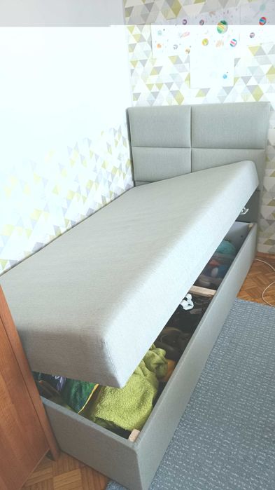 Łóżko Tapczan  100x190 Materac sprężyny Bonell z Pojemnikiem