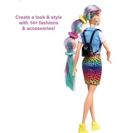 Кукла Barbie Ралужно- леопардовые волосы