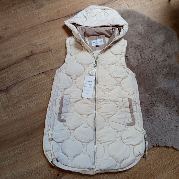 Kamizelka bezrękawnik damski pikowany kremowy M