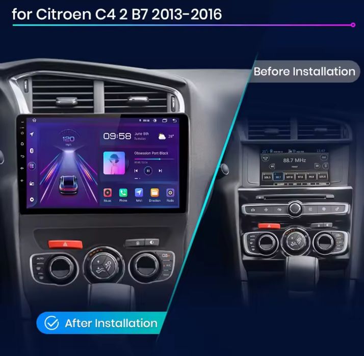 Rádio Android Citroen C4 2 B7 2013 a 2016 CARPLAY WIFI GPS 2/32GB novo