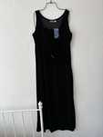 Elegancka czarna sukienka welurowa maxi Fair Lady rozmiar XL