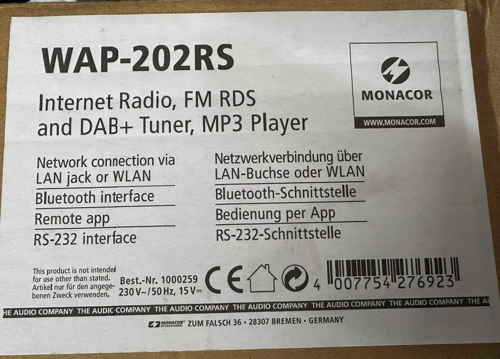 MONACOR WAP-202RS – Odtwarzacz MP3 z tunerem NOWY!