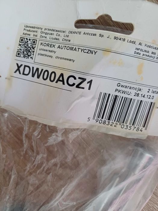 Korek automatyczny do umywalki łazienkowej