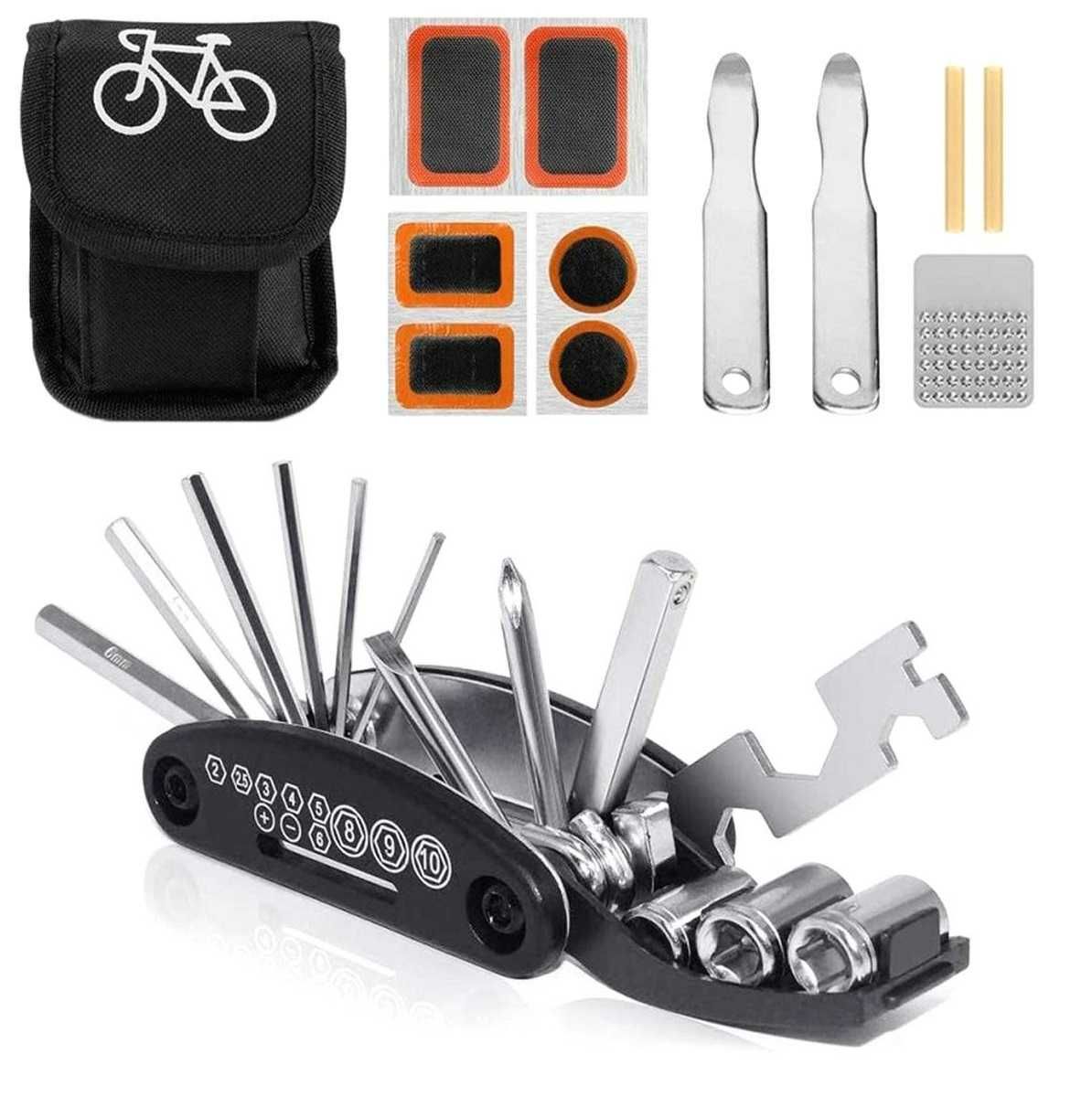 NOWE! Zestaw naprawczy do roweru klucze rowerowe imbusy łatki etui .