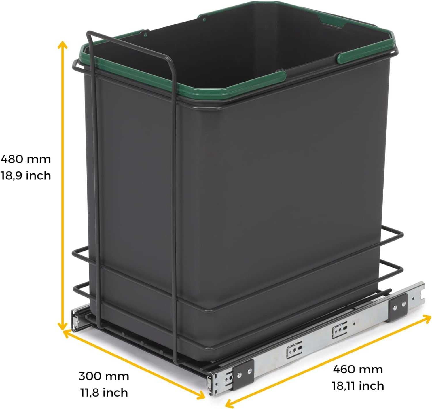 Emuca  висувний кухонний контейнер для сміття, 35 л, без кришки