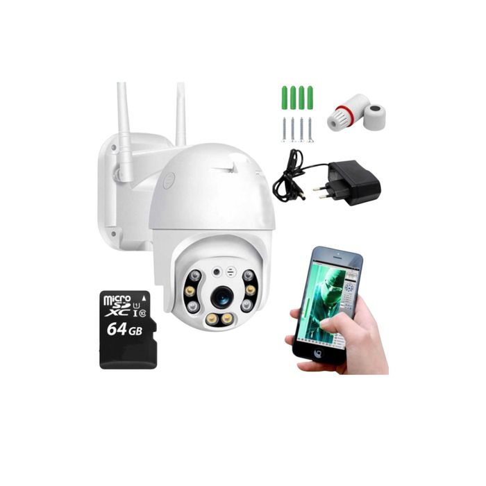 KAMERA Obrotowa ZEWNĘTRZNA IP Zoom Full HD WiFi + Karta 64Gb Detekcja