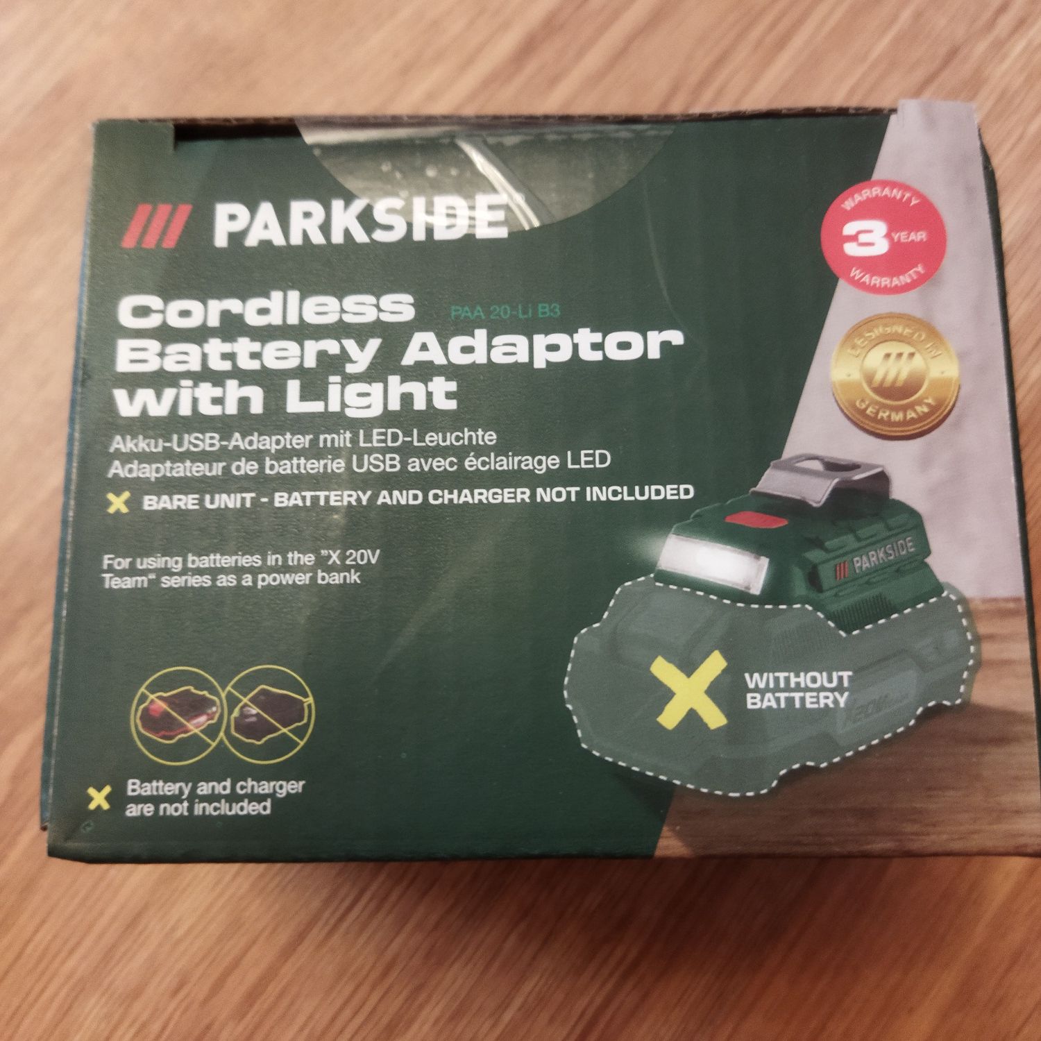 Adapter do akumulatorów Parkside latarka power bank