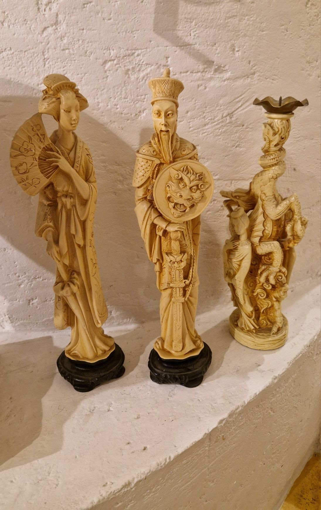Stary ŚWIECZNIK/RZEŹBA/FIGURA azjatycka kolekcjonerska tworzywo vintag