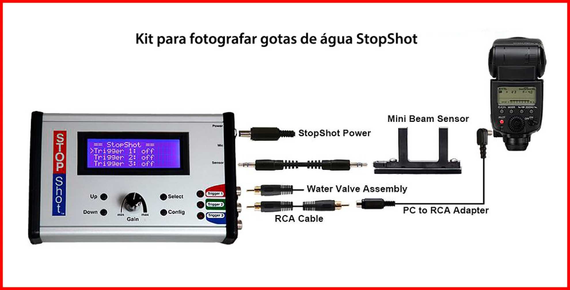 Kit para fotografar gotas de água Stopshot