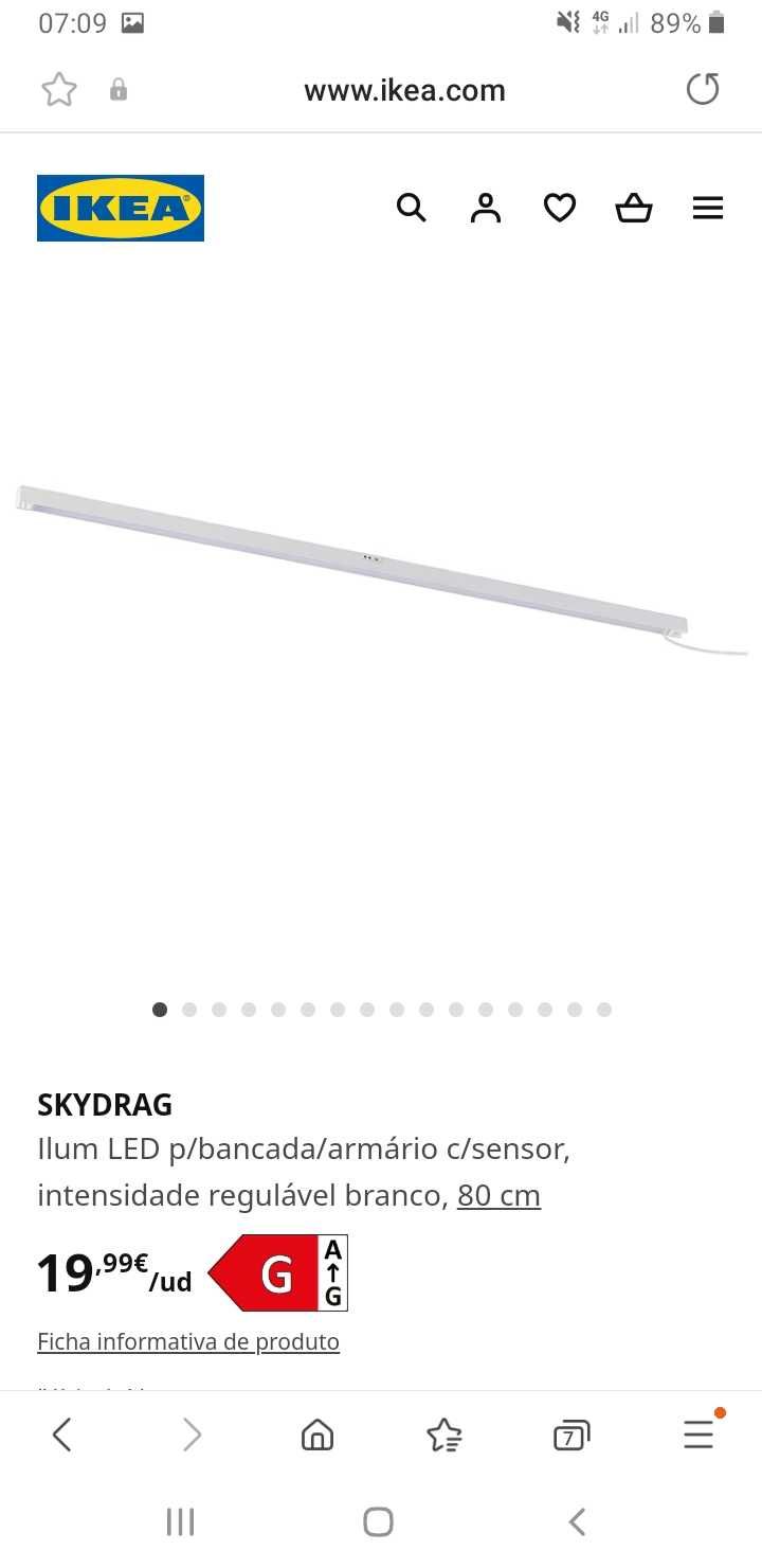 Led 80 cm novo completo ikea