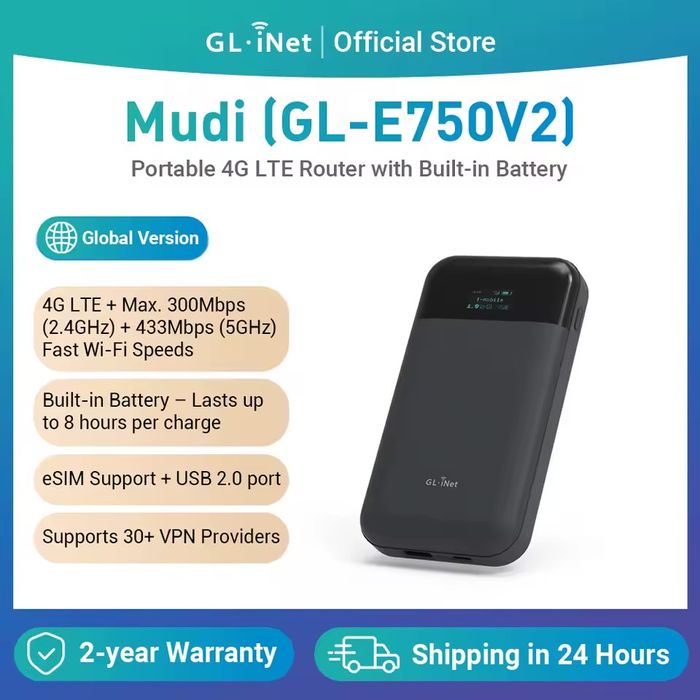 Маршрутизатор GL.iNet MUDI V2 (GL-E750V2)