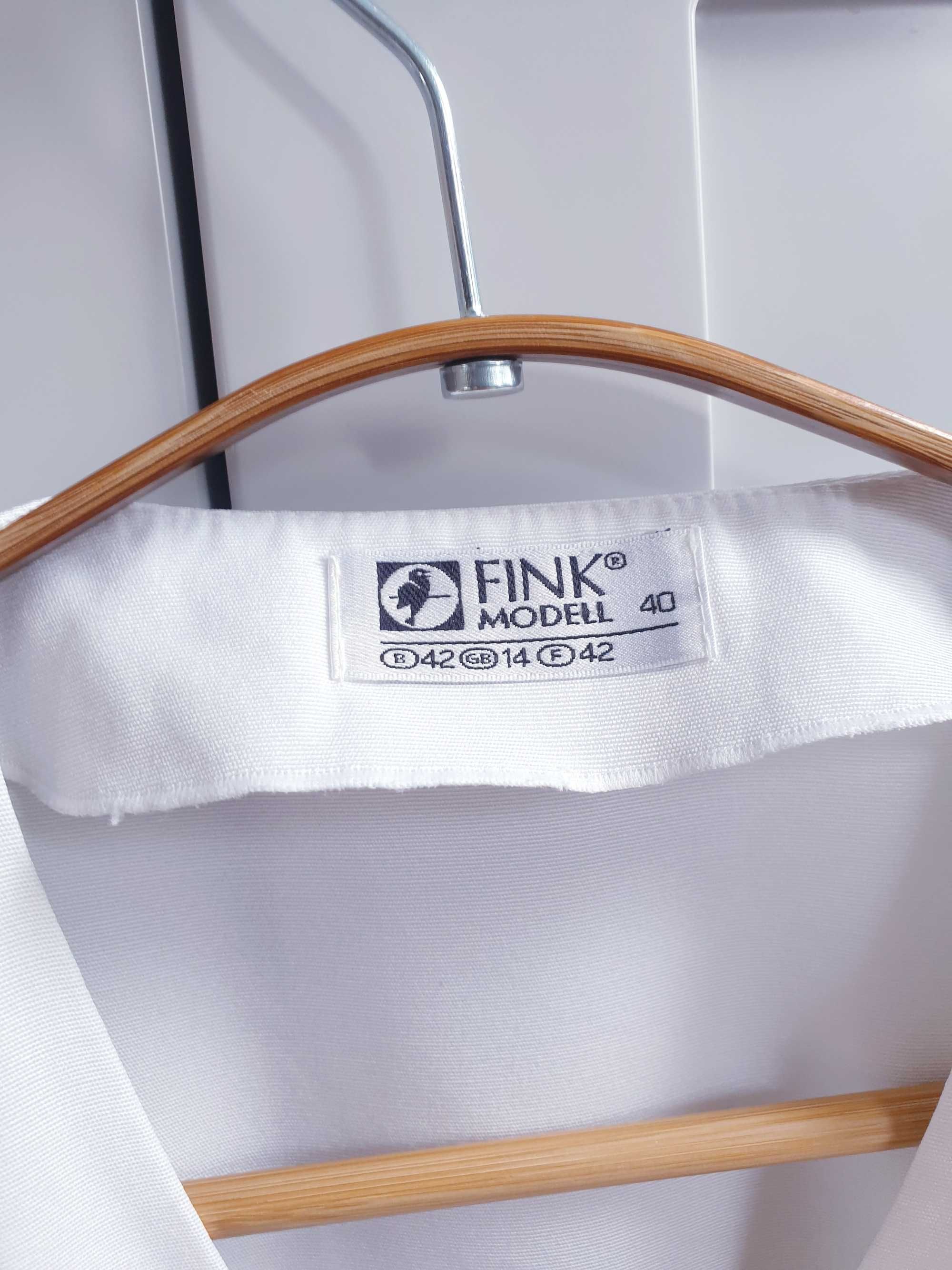 Biała taliowana bluzka koszula vintage Fink Modell 40 42