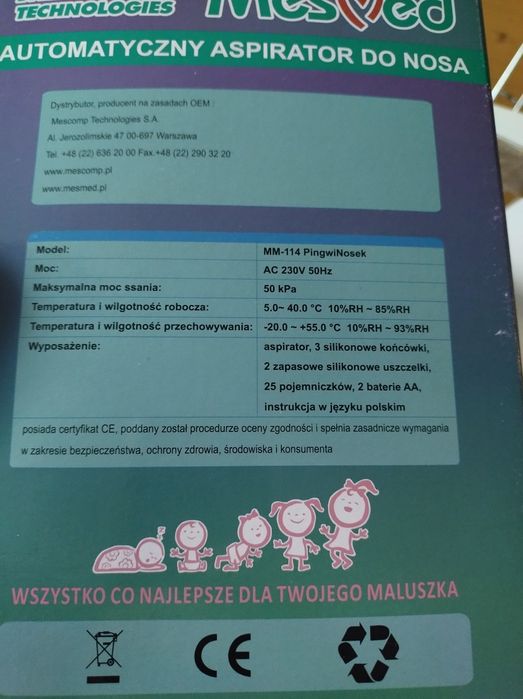 Aspirator pingwinek do nosa dla dziecka